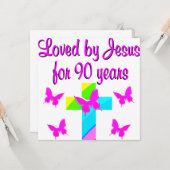 LOFPRIJZING VOOR GOD 90STE VERJAARDAG KAART (Voorkant / Achterkant in situ)