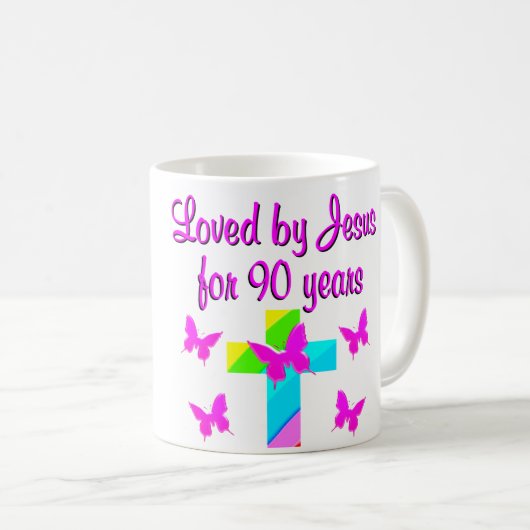 LOFPRIJZING VOOR GOD 90STE VERJAARDAG KOFFIEMOK (Voorkant rechts)