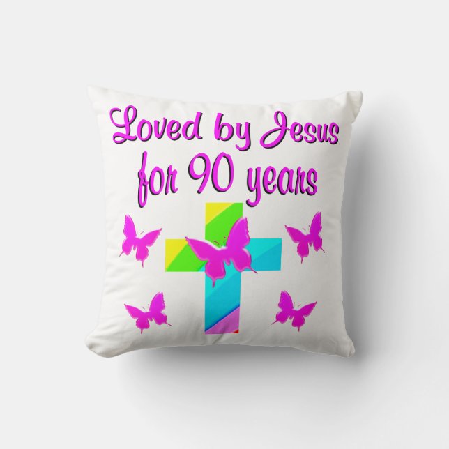 LOFPRIJZING VOOR GOD 90STE VERJAARDAG KUSSEN (Voorkant)
