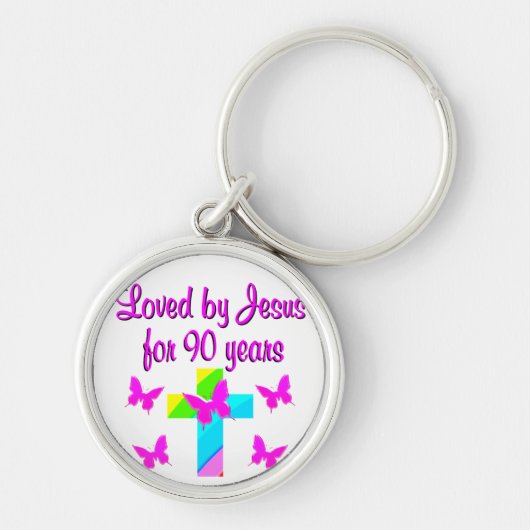 LOFPRIJZING VOOR GOD 90STE VERJAARDAG SLEUTELHANGER (Voorkant)