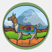 Lofty Llama Ronde Sticker (Voorkant)