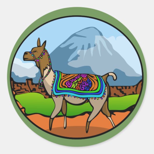 Lofty Llama Ronde Sticker (Voorkant)