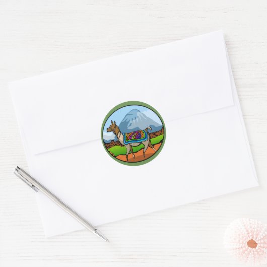 Lofty Llama Ronde Sticker (Envelop)