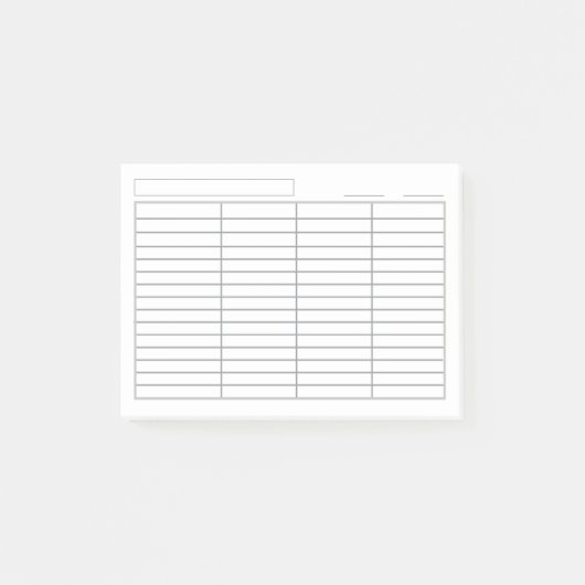 log 4 kolommen Multipurpose Record Log Post-it® Notes (Voorkant)