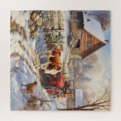 Log Barn Met Koe Schaap en Boerderij Tractor Legpuzzel (Horizontaal)