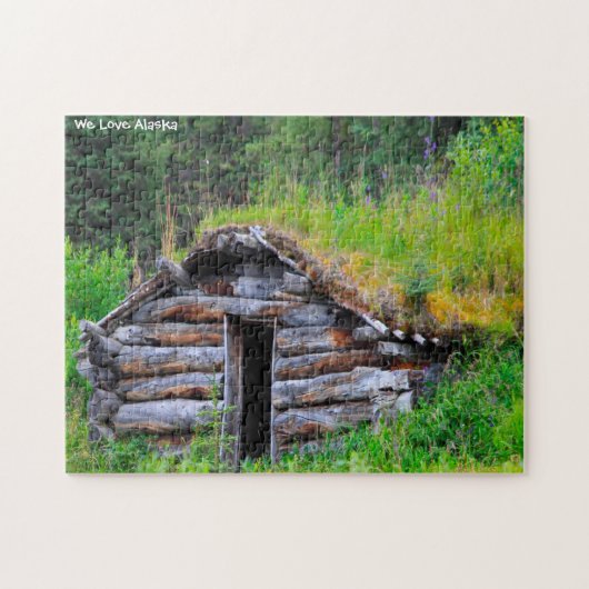 Log Cabin Alaska. Jigzaag Puzzle Legpuzzel (Horizontaal)