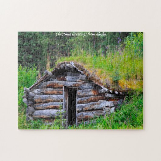 Log Cabin Alaska. Jigzaag Puzzle Legpuzzel (Horizontaal)