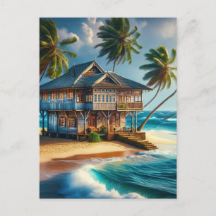  Log Cabin Beach House Happy Briefkaart