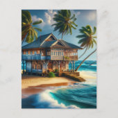  Log Cabin Beach House Happy Briefkaart (Voorkant)