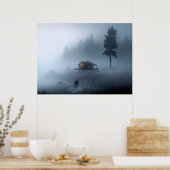 Log Cabin bij het Haunted Lake Poster (Keuken)