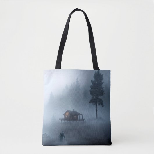 Log Cabin bij het Haunted Lake Tote Bag (Voorkant)