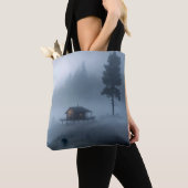 Log Cabin bij het Haunted Lake Tote Bag (Dichtbij)