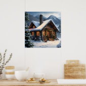 Log Cabin Christmas Poster (Keuken)