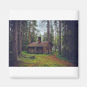 Log Cabin Cottage House Finland Landschap Magneet