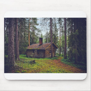 Log Cabin Cottage House Finland Landschap Muismat