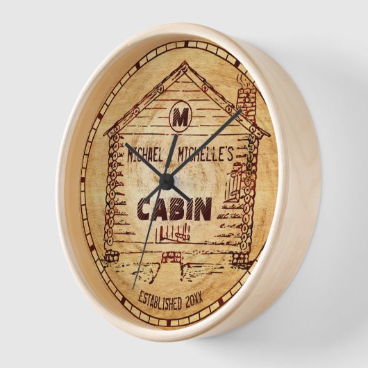 Log Cabin Gepersonaliseerde naam en Monogram Faux  (Hoek)