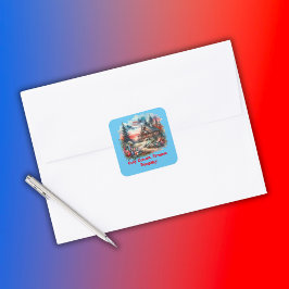 Log Cabin Gezellige hoeken, Tijdloze rust | Vierkante Sticker
