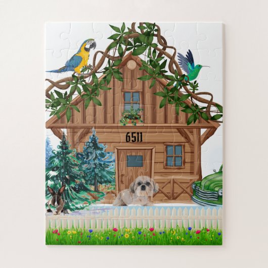 Log Cabin Home Jigzaag Puzzle Legpuzzel (Verticaal)