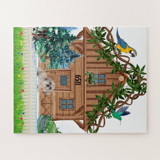 Log Cabin Home Jigzaag Puzzle Legpuzzel (Horizontaal)