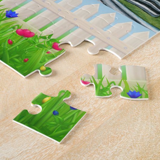 Log Cabin Home Jigzaag Puzzle Legpuzzel (Zijkant)