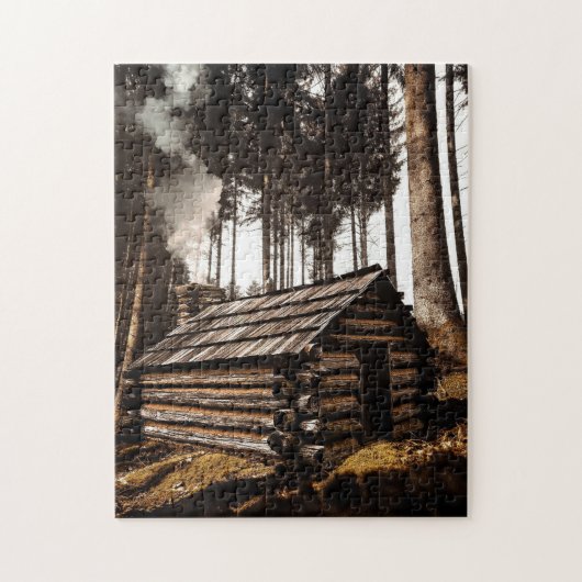 LOG CABIN HOUSE IN BOSSEN JIGSAW PUZZLE LEGPUZZEL (Verticaal)