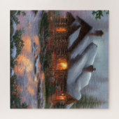 Log Cabin in the Wood Jigzaag Puzzle Legpuzzel (Horizontaal)