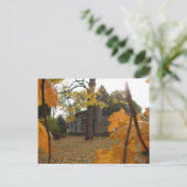 Log Cabin in Washington, Iowa in Autumn Briefkaart (Staand voorkant)