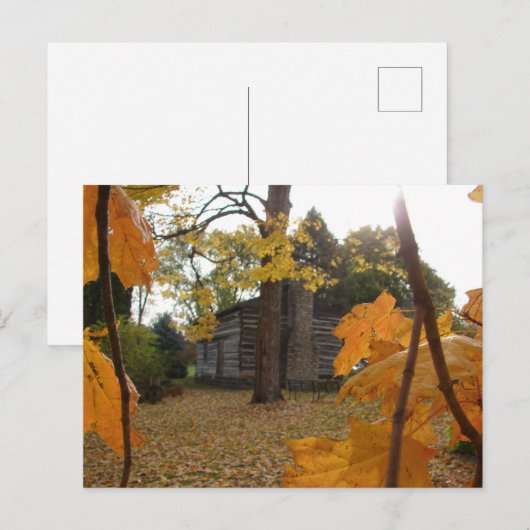 Log Cabin in Washington, Iowa in Autumn Briefkaart (Voorkant / Achterkant)