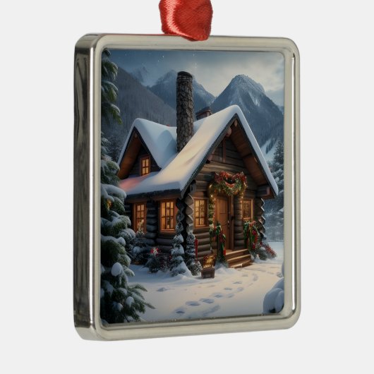 Log Cabin Kerst Ornament (Rechts)
