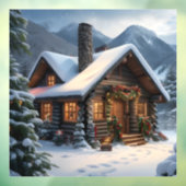 Log Cabin Kerst Venster Cling Raamsticker (Vel 3)