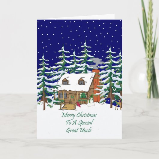 Log Cabin Kerstmis Grote Oom Feestdagen Kaart (Voorkant)