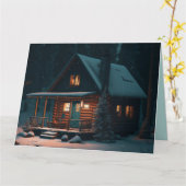 LOG CABIN KERSTMIS WENSKAART KAART (Gele Bloem)