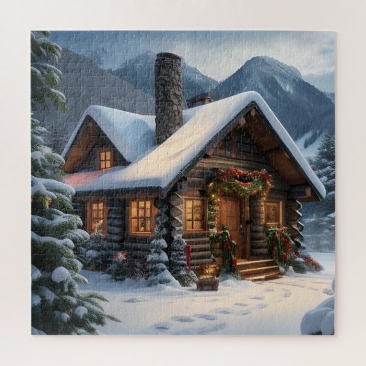 Log Cabin Kerstpuzzel Legpuzzel (Verticaal)