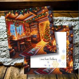 Log Cabin Keuken Feestelijk Versierd Kerstmis