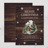 Log Cabin Merry Christmas Wood Sneeuwvlok Feestdagenkaart (Voorkant / Achterkant)