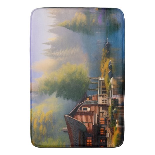 Log Cabin op het water Badmat (Voorkant Verticaal)