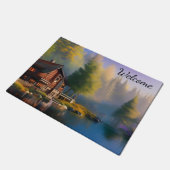 Log Cabin op het water Deurmat (Schuin)