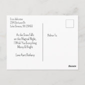 Log Cabin op kerstavond gepersonaliseerd Briefkaart (Achterkant)