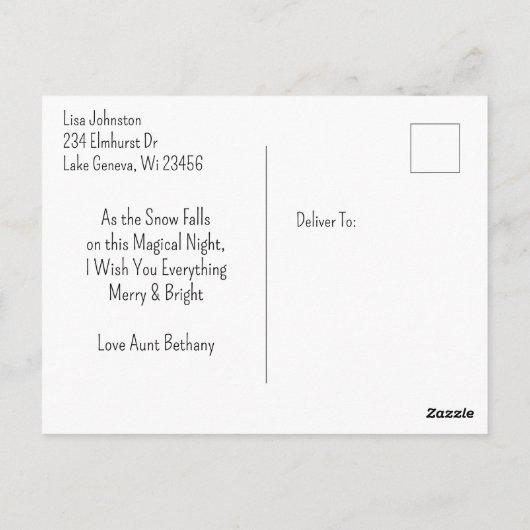 Log Cabin op kerstavond gepersonaliseerd Briefkaart (Achterkant)