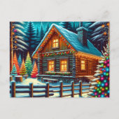 Log Cabin op kerstavond gepersonaliseerd Briefkaart (Voorkant)