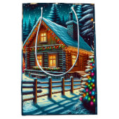 Log Cabin op kerstavond Medium Cadeauzakje (Voorkant)