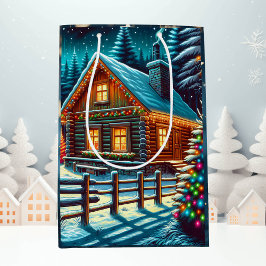 Log Cabin op kerstavond Medium Cadeauzakje