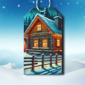 Log Cabin op kerstavond van en naar Cadeaulabel