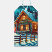 Log Cabin op kerstavond van en naar Cadeaulabel (Voorkant)