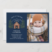 Log Cabin Outdoorsman Mountain Verjaardagsfeest Kaart (Voorkant)