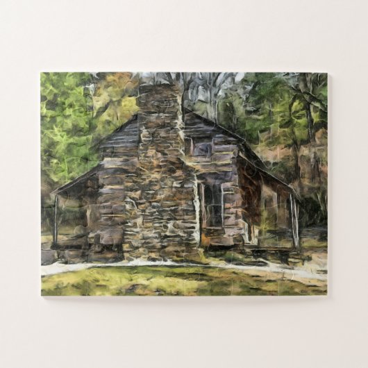 LOG CABIN PAINTING JIGSAW PUZZLE EENVOUDIG LEGPUZZEL (Horizontaal)
