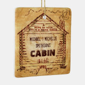 Log Cabin Personalized Faux Wood Jouw naam 2 Sides Keramisch Ornament (Rechts)