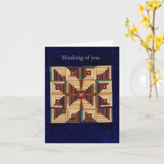 Log Cabin quilt Kaart (Gele Bloem)