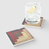 Log Cabin Quilt Stenen Onderzetter (Zijkant)