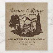 Log Cabin Rustieke Bruiloft Wijnfles Wijn Etiket (Enkel label)